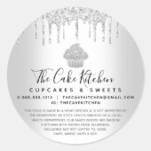Cupcake bakkerij Chef Sliver Glitter Drift Legal Ronde Sticker (Voorkant)