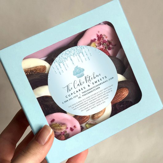 Cupcake bakkerij Chef Turquoise Glitter Drift Lega Ronde Sticker