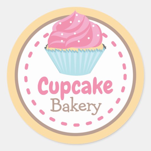 Cupcake Bakkerij Circle Sticker Label (Voorkant)