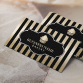 Cupcake Bakkerij Classy Zwart & Goud Strepen Moder Visitekaartje