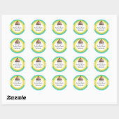 Cupcake Bakkerij Damask Gele Scallop Seals Ronde Sticker (Vel)