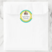 Cupcake Bakkerij Damask Gele Scallop Seals Ronde Sticker (Tas)
