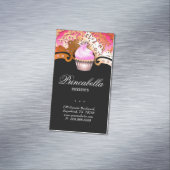 Cupcake bakkerij Elegant Damask Gold Visitekaartje Magnetisch Visitekaartje (Voorbeeld)