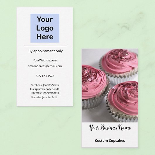 Cupcake Bakkerij Elegant Foto Custom Logo Visitekaartje