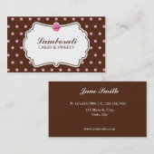 Cupcake bakkerij elegant roze op bruine vlek visitekaartje (Voorkant / Achterkant)