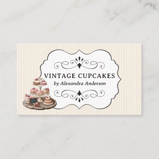  cupcake bakkerij Elegant Visitekaartje (Voorkant)