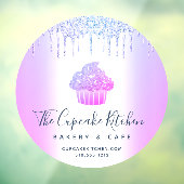Cupcake Bakkerij Gebak Café Paarse Glitterdruppels Raamsticker (Vel 3)