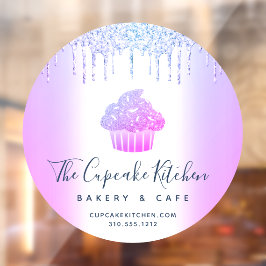 Cupcake Bakkerij Gebak Café Paarse Glitterdruppels Raamsticker