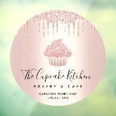 Cupcake Bakkerij Gebak Café Roze Goud Glitter Drup Raamsticker (Vel 3)