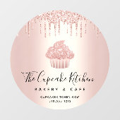 Cupcake Bakkerij Gebak Café Roze Goud Glitter Drup Raamsticker (Vel)