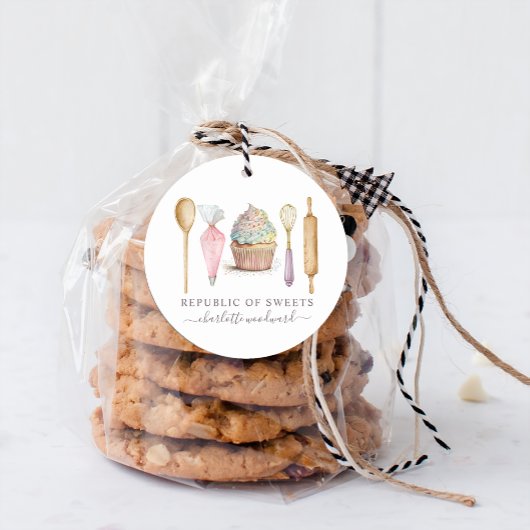 Cupcake Bakkerij Gebak Chef Bakker's Utensils Ronde Sticker