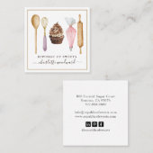 Cupcake Bakkerij Gebak Chef Bakker's Utensils Vierkante Visitekaartje (Voorkant / Achterkant)