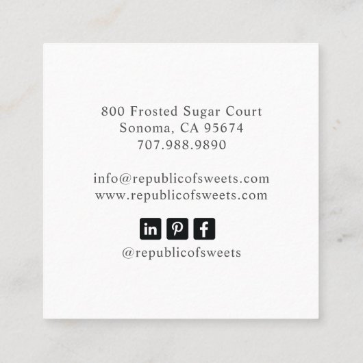 Cupcake Bakkerij Gebak Chef Bakker's Utensils Vierkante Visitekaartje (Achterkant)