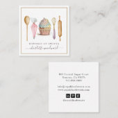 Cupcake Bakkerij Gebak Chef Bakker's Utensils Vierkante Visitekaartje (Voorkant / Achterkant)