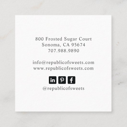 Cupcake Bakkerij Gebak Chef Bakker's Utensils Vierkante Visitekaartje (Achterkant)