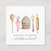 Cupcake Bakkerij Gebak Chef Bakker's Utensils Vierkante Visitekaartje (Voorkant)