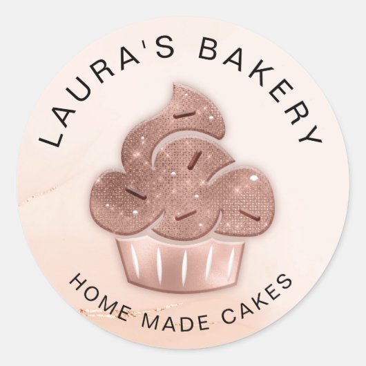 Cupcake Bakkerij Gebak Chef Blush roze Ronde Sticker (Voorkant)