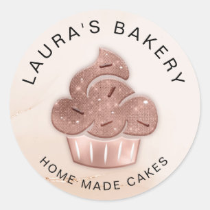 Cupcake Bakkerij Gebak Chef Blush roze Ronde Sticker