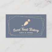 Cupcake Bakkerij Gebak Chef Gouden Cake Stofblauw Visitekaartje (Voorkant)