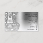 Cupcake bakkerij gebak chef-kok Glitter Drips Zilv Visitekaartje (Achterkant)