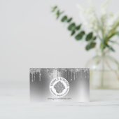 Cupcake bakkerij gebak chef-kok Glitter Drips Zilv Visitekaartje (Staand voorkant)