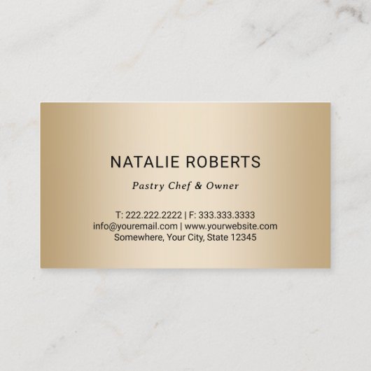 Cupcake Bakkerij Gebak Chef Navy Blauw Goud Cake Visitekaartje (Achterkant)