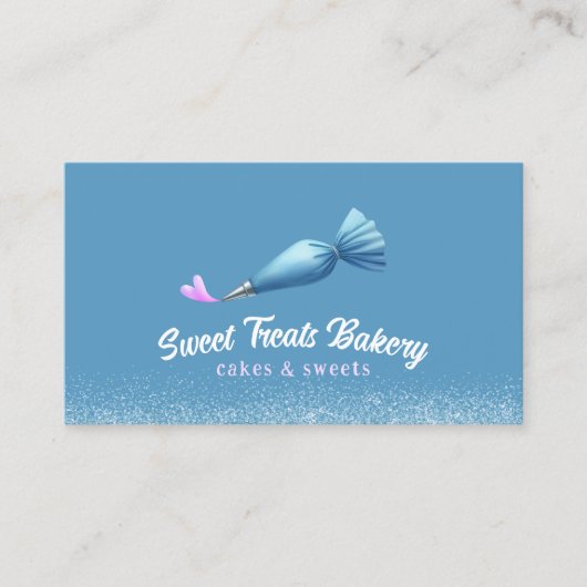 Cupcake Bakkerij gebak Chef Piping Bag Hart Logo Visitekaartje (Voorkant)