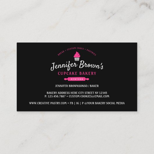 Cupcake bakkerij gebak Decorreet zwart Visitekaartje (Achterkant)