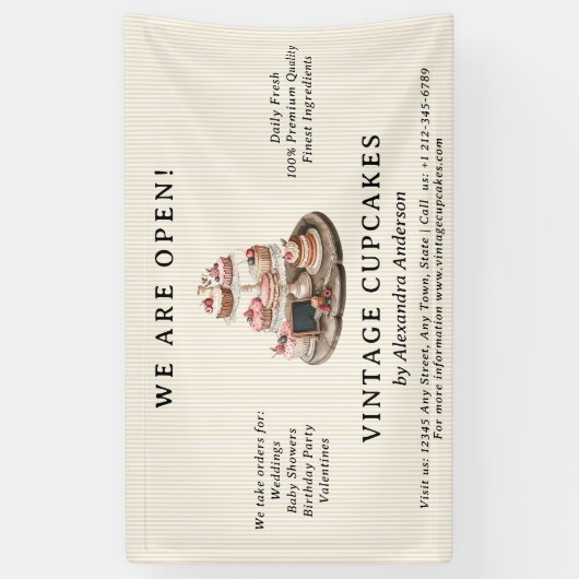  cupcake bakkerij gebak snoep spandoek (Verticaal)