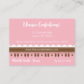 Cupcake bakkerij gestreept roze bruin visitekaartje (Achterkant)