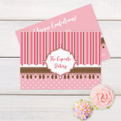 Cupcake bakkerij gestreept roze bruin visitekaartje