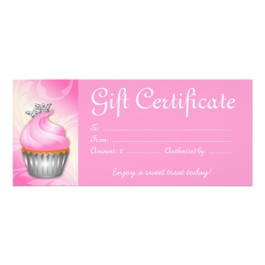 Cupcake bakkerij Gift Certificate Crown Pink Reclamekaart (Voorkant)