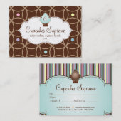 Cupcake bakkerij Gift Certificate Stripes White Bl Kortingskaartje (Voorkant / Achterkant)