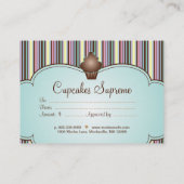 Cupcake bakkerij Gift Certificate Stripes White Bl Kortingskaartje (Achterkant)