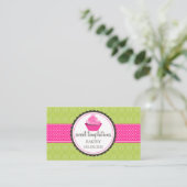 Cupcake Bakkerij Groen Roze Visitekaartje (Staand voorkant)