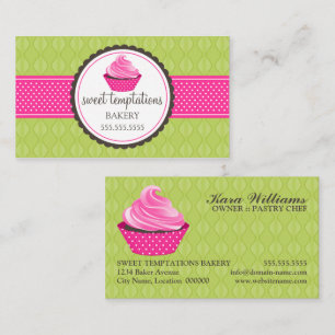 Cupcake Bakkerij Groen Roze Visitekaartje