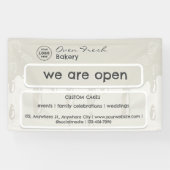 Cupcake Bakkerij Logo Wij zijn Open Grey Spandoek (Horizontaal)