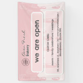 Cupcake Bakkerij Logo Wij zijn Open Roze Spandoek (Verticaal)