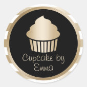 Cupcake bakkerij moderne goudstapes ronde sticker (Voorkant)