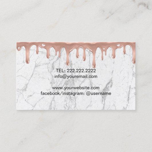 Cupcake bakkerij Moderne Roos Gold Drip White marm Visitekaartje (Achterkant)