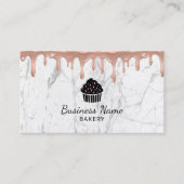 Cupcake bakkerij Moderne Roos Gold Drip White marm Visitekaartje (Voorkant)