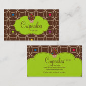 Cupcake bakkerij moderne Stippen Chocolade Lime Gr Visitekaartje (Voorkant / Achterkant)