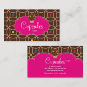 Cupcake bakkerij moderne Stippen chocolade roze Visitekaartje (Voorkant / Achterkant)