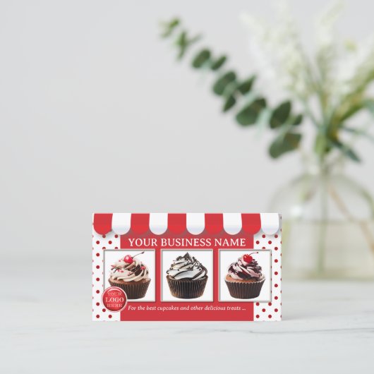 Cupcake bakkerij of ijssalon visitekaartje (Staand voorkant)