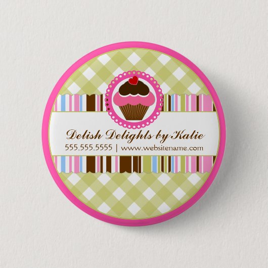 Cupcake bakkerij op maat ronde button 5,7 cm (Voorkant)