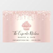 Cupcake Bakkerij Pastry Chef Roze Goud Glitter Dru Raamsticker (Vel)
