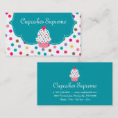 Cupcake bakkerij poka Dots Blue Heart Visitekaartje (Voorkant / Achterkant)