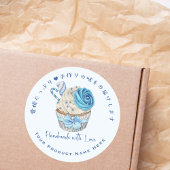 Cupcake Bakkerij Product Label Blauwe Waterverf