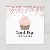 Cupcake bakkerij Roos Gold Confetti Vierkante Visitekaartje (Voorkant)