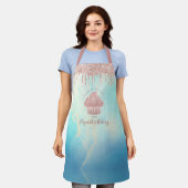 Cupcake bakkerij Roos Gold Drivers Blauwe Waterver Schort (Gedragen)
